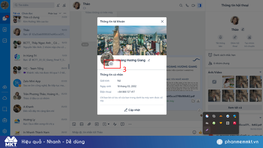Thay đổi ảnh đại diện Zalo trên máy tính 