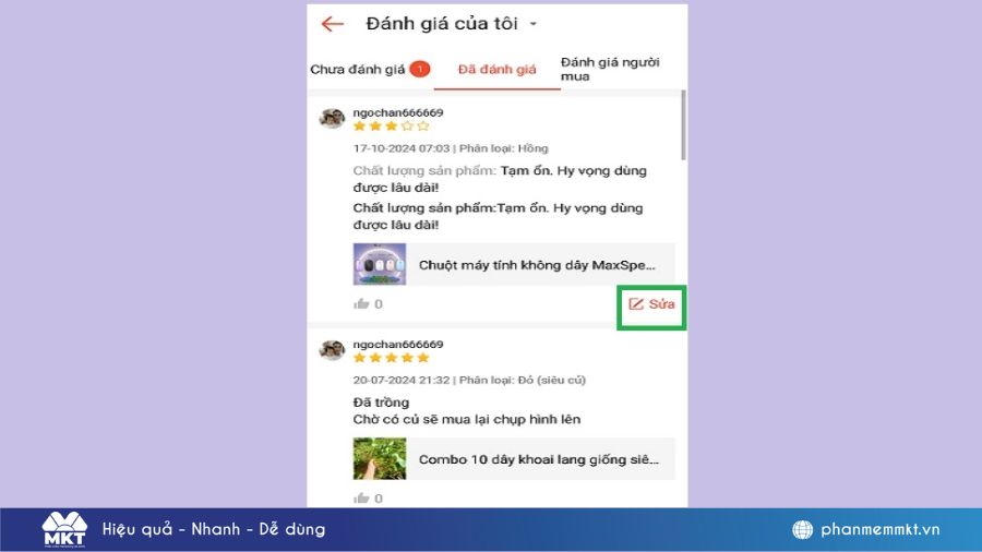 Cách xóa đánh giá trên Shopee đối với người mua