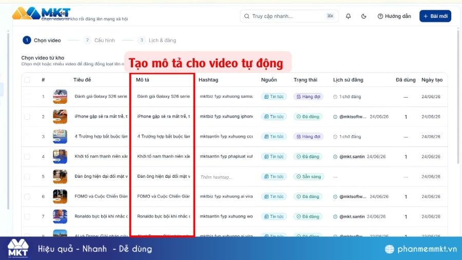 Phần mềm tạo mô tả video bằng AI và đăng TikTok tự động 4 Tự dộng tạo mô tả cho video