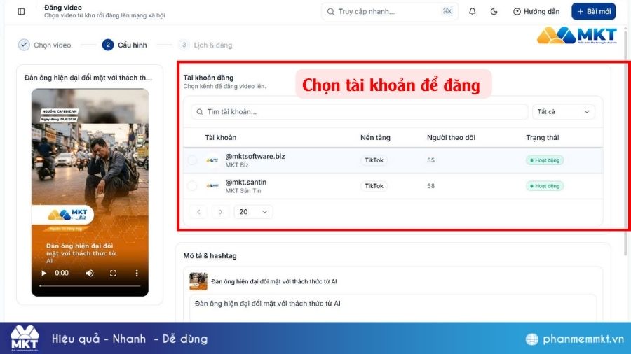 Phần mềm tạo mô tả video bằng AI và đăng TikTok tự động 5 Đăng video tự động trên TikTok