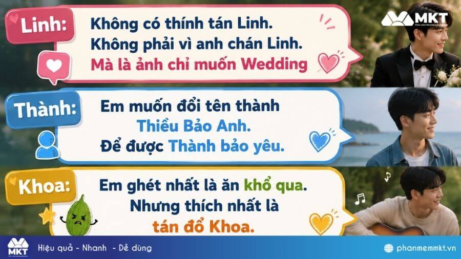 Tổng hợp những câu hỏi thả thính hài hước, dễ thương hàng triệu like 4 Caption thả thính theo tên hay