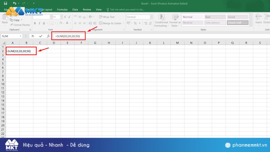 Cách sử dụng hàm SUM trong Excel