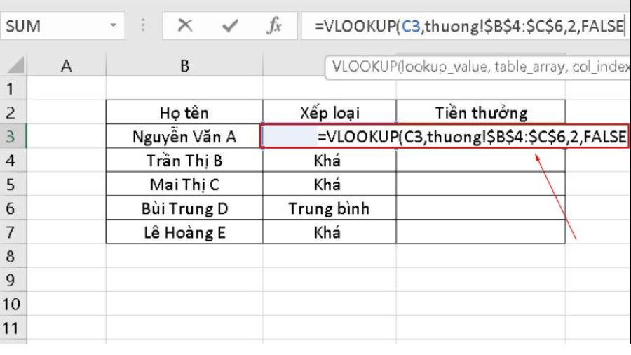 Cách sử dụng hàm VLOOKUP giữa 2 sheet khác nhau