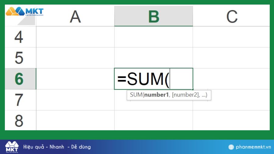 Công thức của hàm SUM