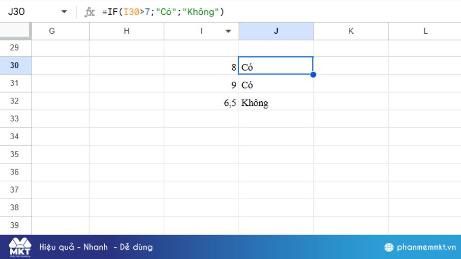 Hàm điều kiện logic trong Excel