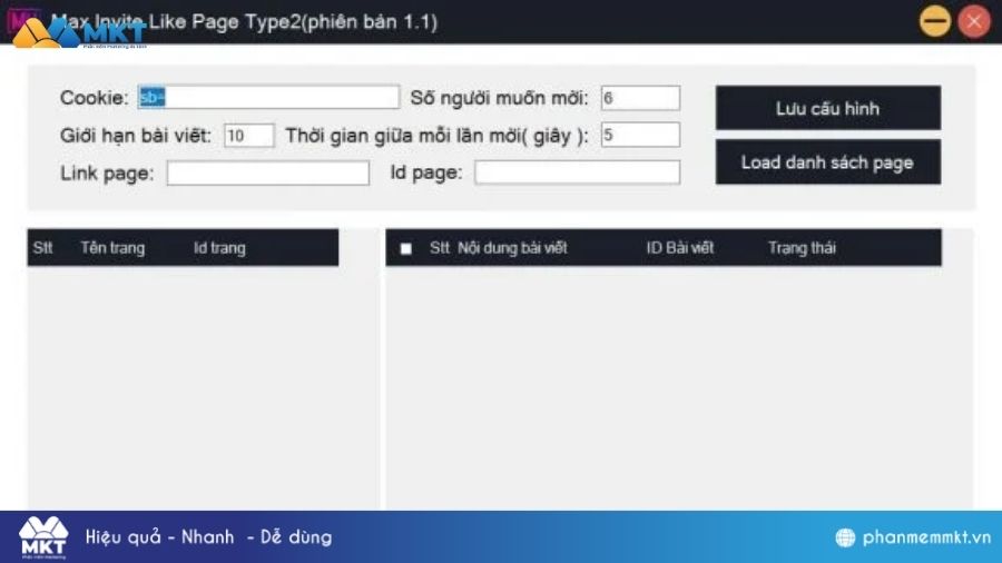 Phần mềm tăng tương tác tự động Max Like Page