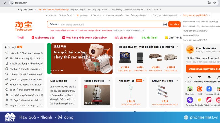 Cách sử dụng app Taobao tiếng Việt trên máy tính