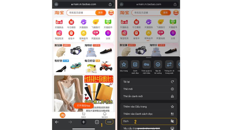 Cách sử dụng app Taobao tiếng Việt trên điện thoại