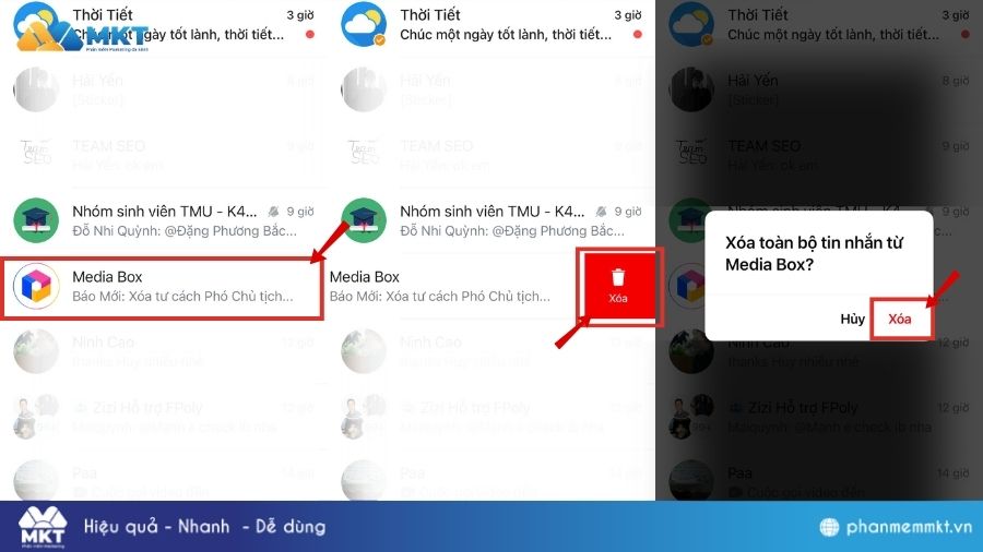 Cách xóa tin nhắn Media Box trên Zalo