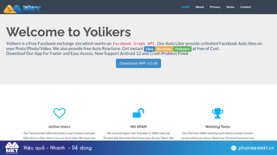 Tool tăng like miễn phí Yolikers