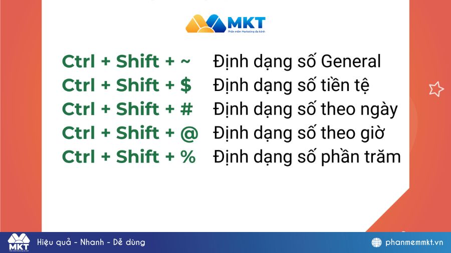 Các phím tắt trong Excel 