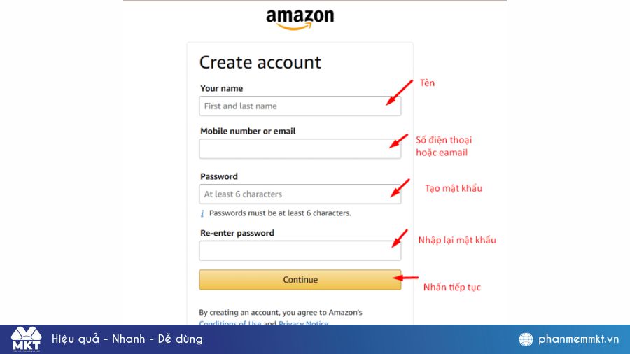 Tạo tài khoản Amazon