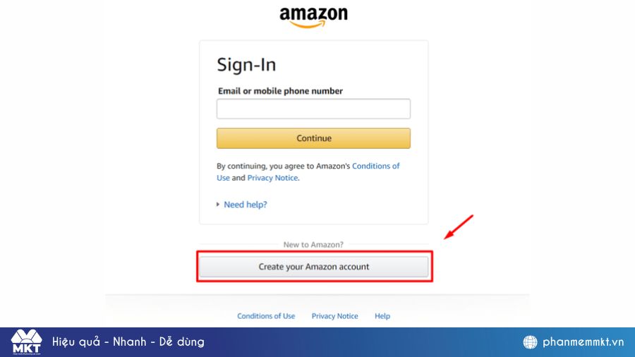 Tạo tài khoản Amazon