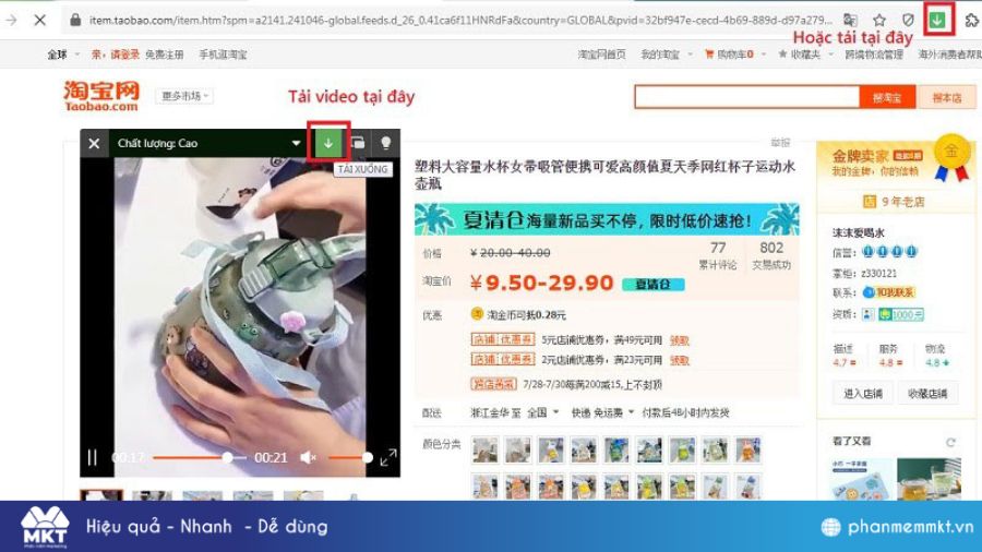 Tải video Taobao về máy tính bằng Cốc Cốc