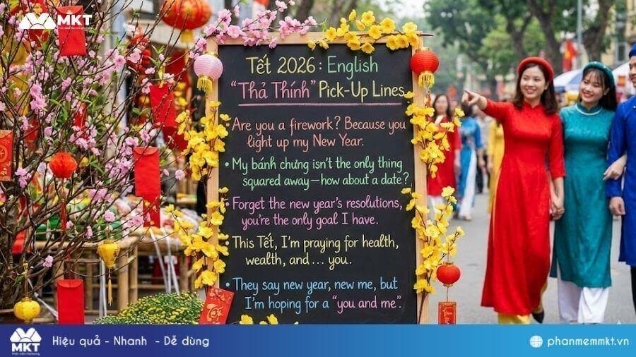 caption thả thính bằng tiếng anh Cap thả thính Tết 2026 bằng tiếng anh