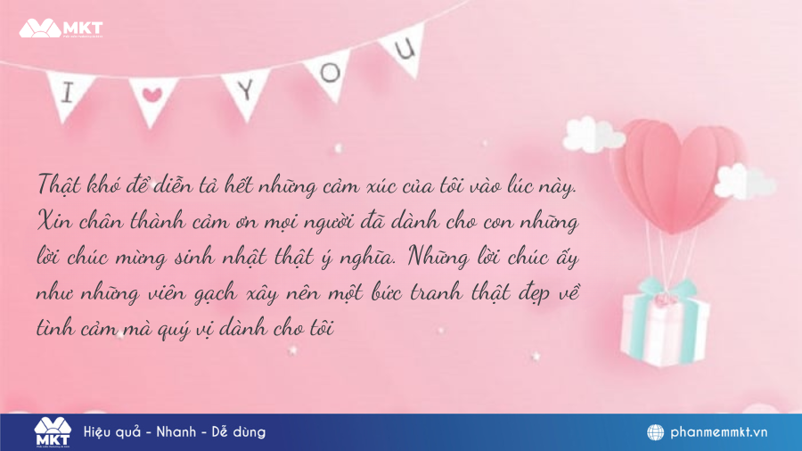 lời cảm ơn chúc mừng sinh nhật