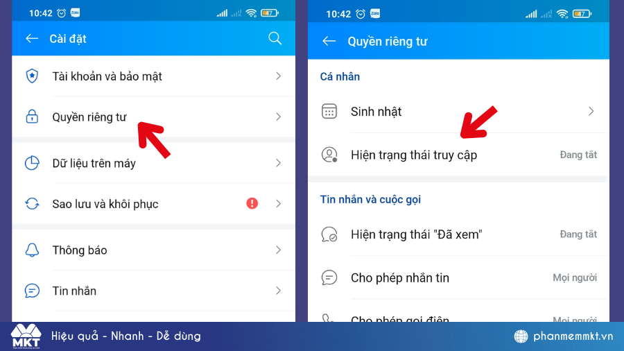 Tắt trạng thái online trên Zalo trên điện thoại