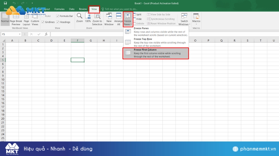 Cách cố định cột trong Excel