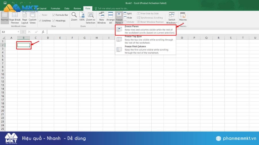 Cách cố định cột và hàng cùng lúc trong Excel