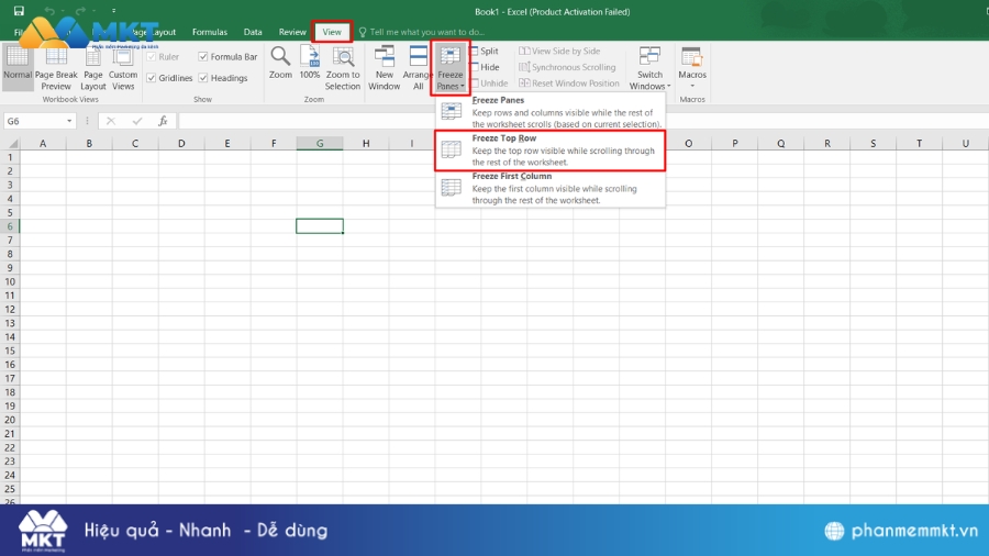 Cách cố định dòng đầu tiên trong Excel