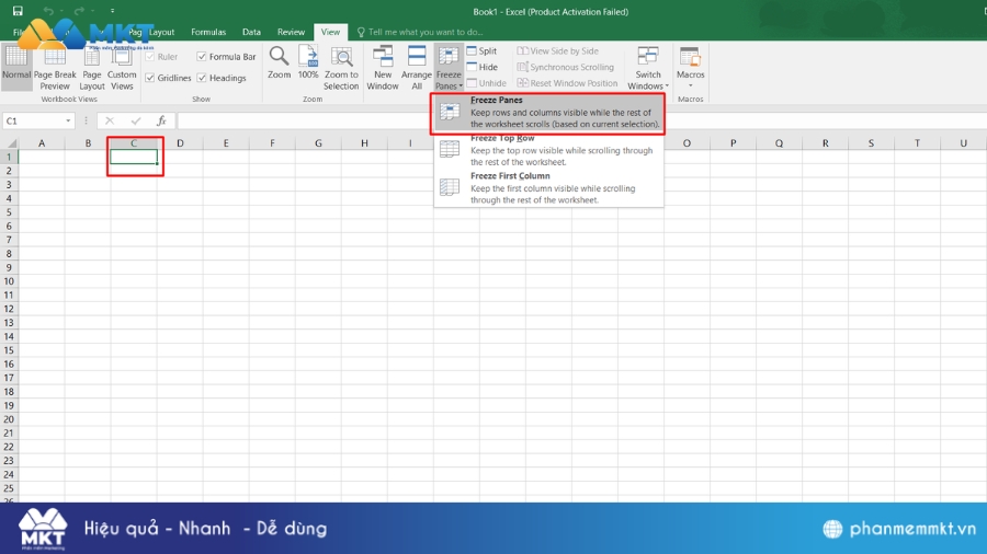 Cách cố định nhiều cột trong Excel