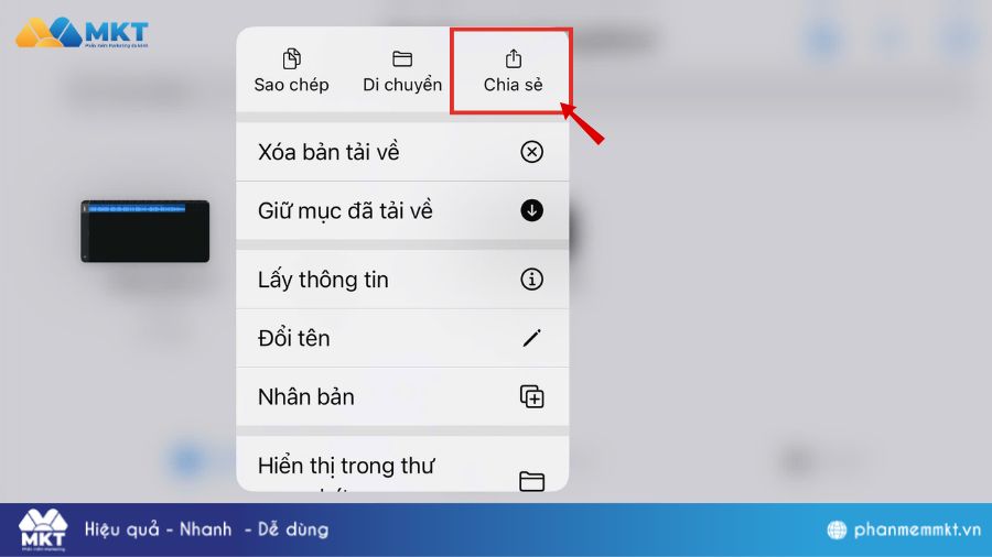 Giữ file chọn Chia sẻ