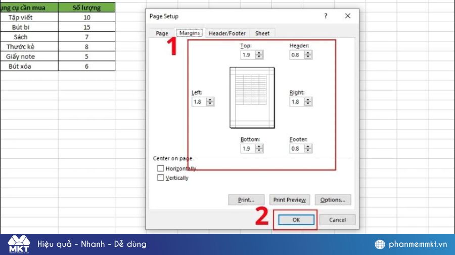 Cách căn lề trong Excel 