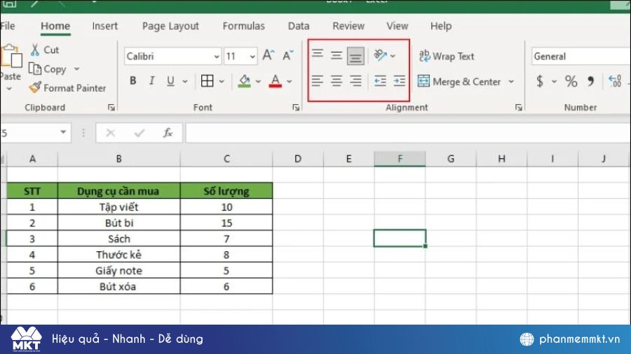 Cách căn lề trong Excel 