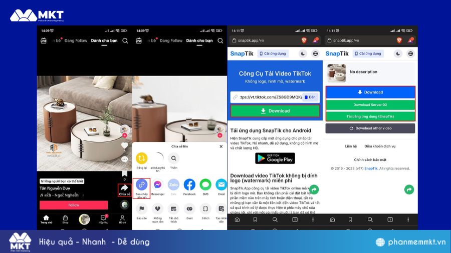 Cách tải video TikTok không có nút lưu với SnapTik
