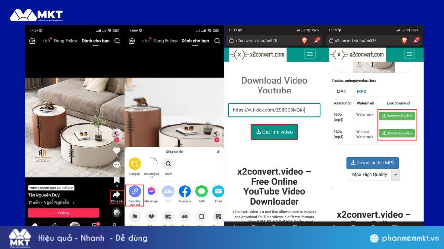 Lưu video TikTok khi không có nút lưu bằng X2Convert