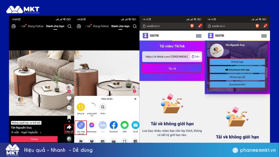 Tải video trên TikTok bằng Downloaderi