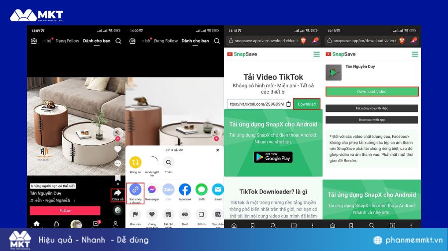 Lưu video TikTok bằng SnapSave
