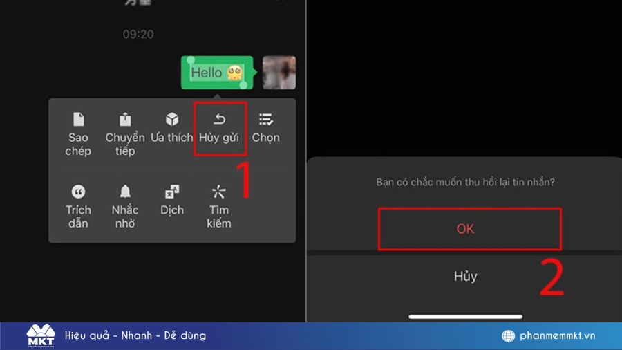 Cách thu hồi tin nhắn trên Wechat