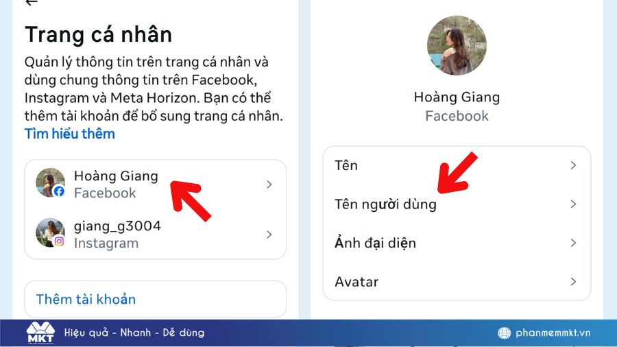 Đổi username Facebook trên điện thoại