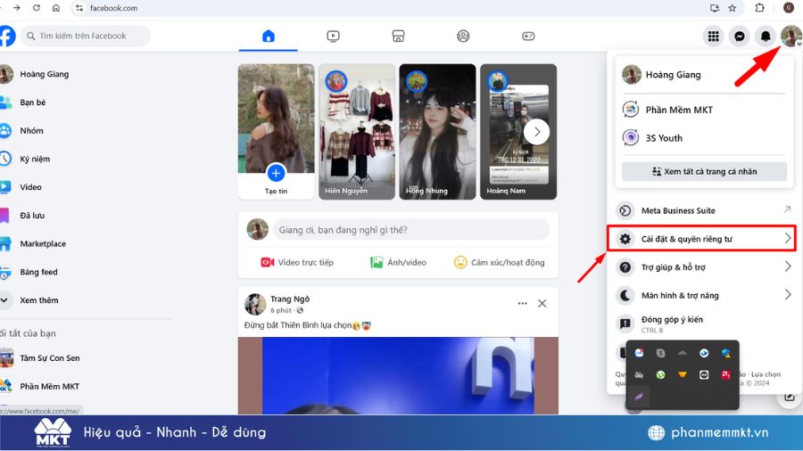 Đổi username Facebook trên máy tính