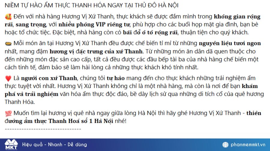 Mẫu bài viết quảng cáo nhà hàng cực ấn tượng và hút khách