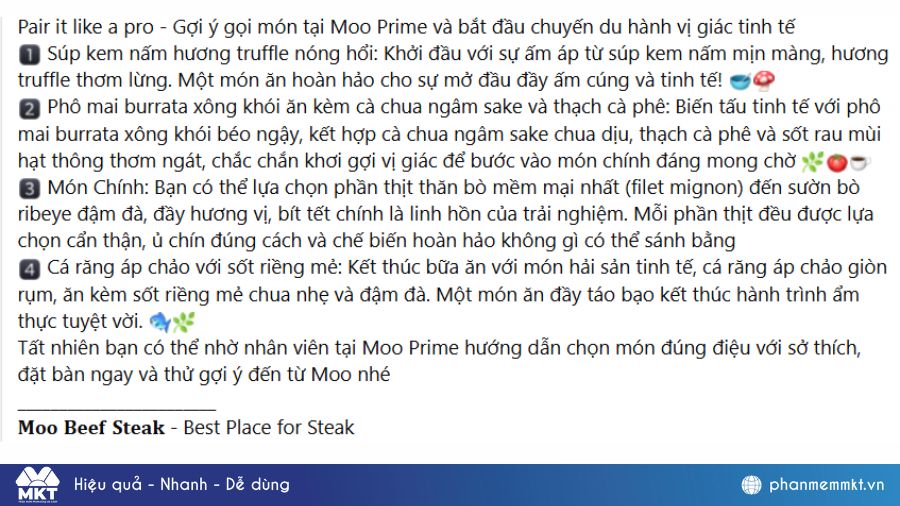 Mẫu bài viết quảng cáo nhà hàng cực ấn tượng và hút khách