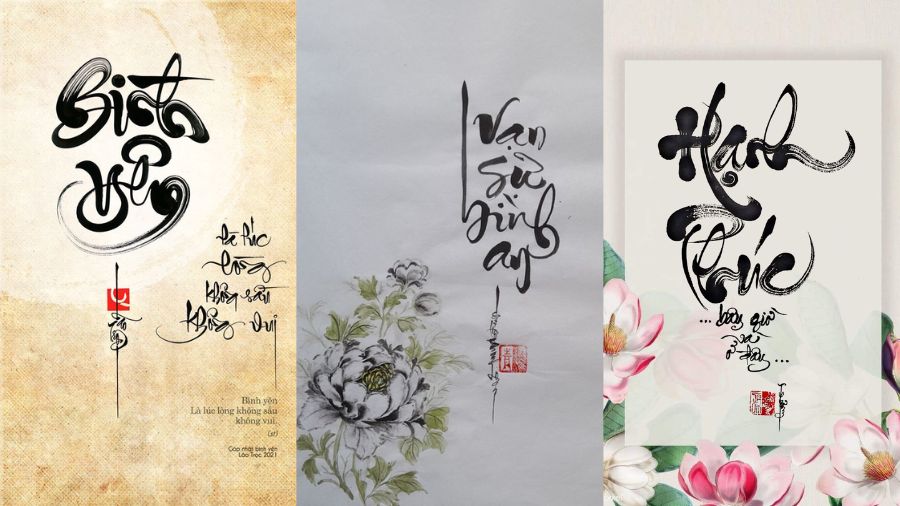 Chữ thư pháp về gia đình Mẫu chữ thư pháp về gia đình