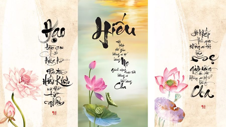 Chữ thư pháp đẹp về cha mẹ Mẫu chữ thư pháp đẹp về cha mẹ