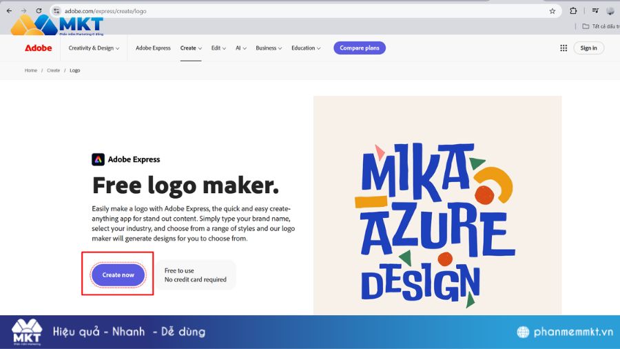 Phần mềm tạo logo AI - Adobe Express Logo Maker