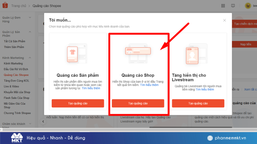 Cách chạy quảng cáo Shopee