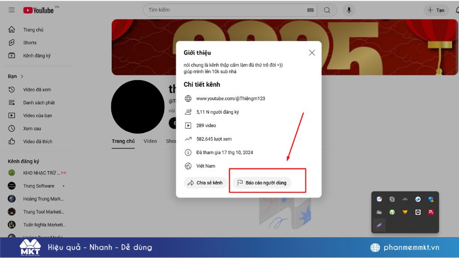 Báo cáo kênh YouTube vi phạm