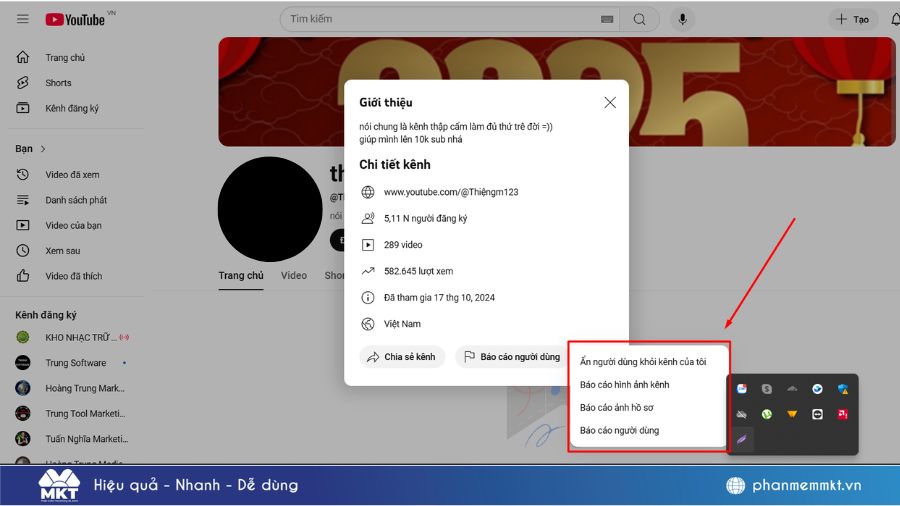 Báo cáo kênh YouTube vi phạm