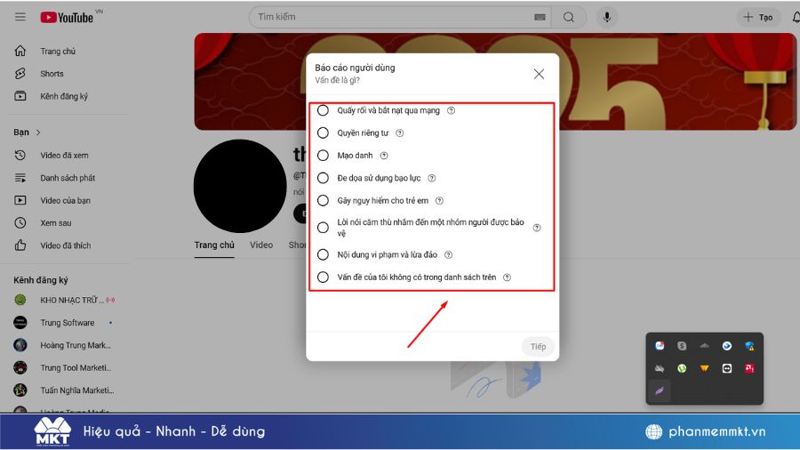 Báo cáo kênh YouTube vi phạm