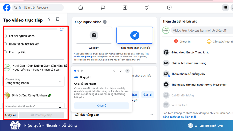 Cách livestream trên nhóm Facebook