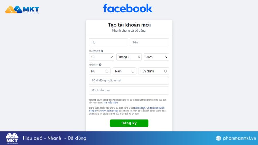 Cách tạo tài khoản Facebook bằng Gmail