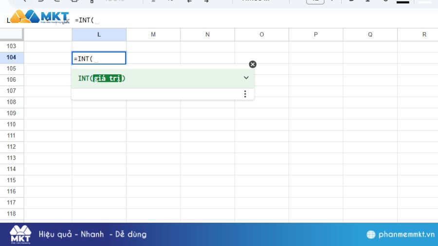 Hàm INT trong Excel
