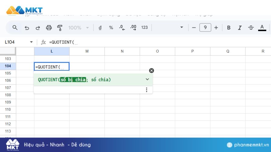 Hàm Quotient trong Excel