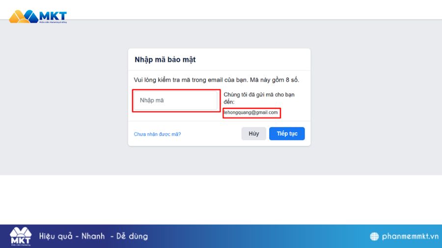 Nhập mã bảo mật gửi về mail