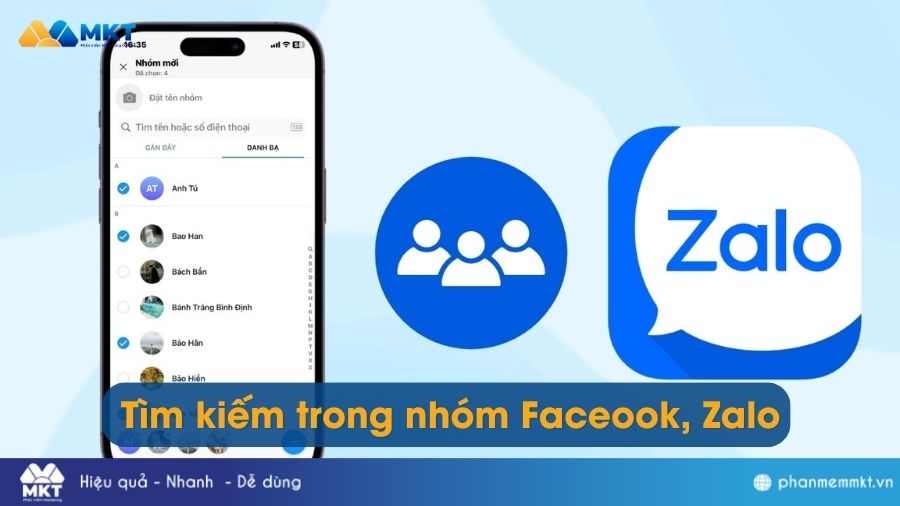 Tìm kiếm trong nhóm Faceook, Zalo